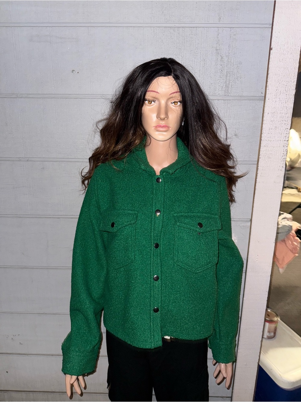Women's love tree Green Button-Front Wool Jacket size L